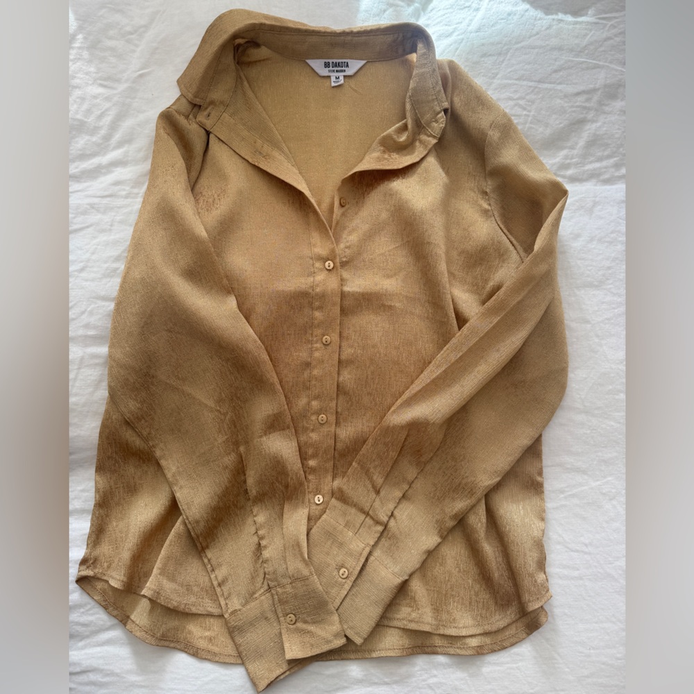 BB Dakota by Steve Madden Gold Button-Up Blouse